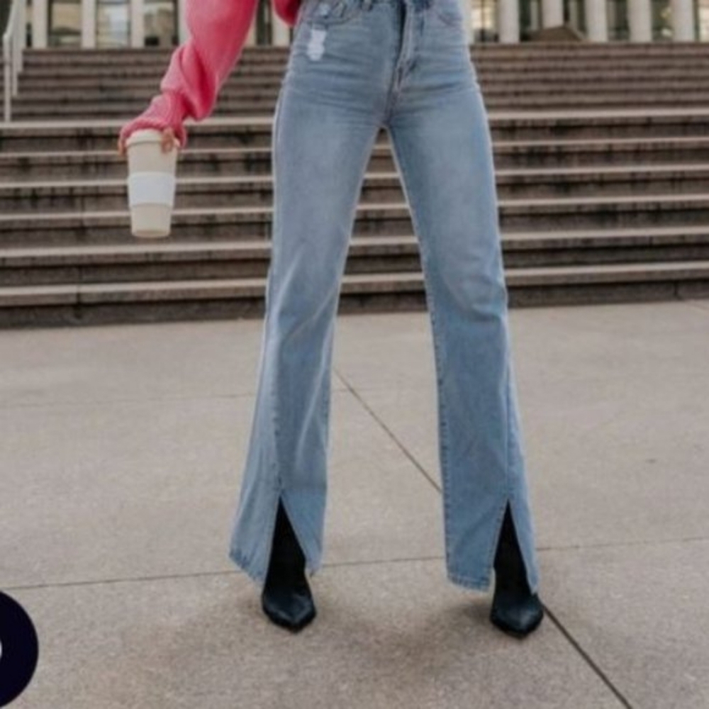 Anthropologie Kittenish Sky Blue Wide Leg Jeans 25